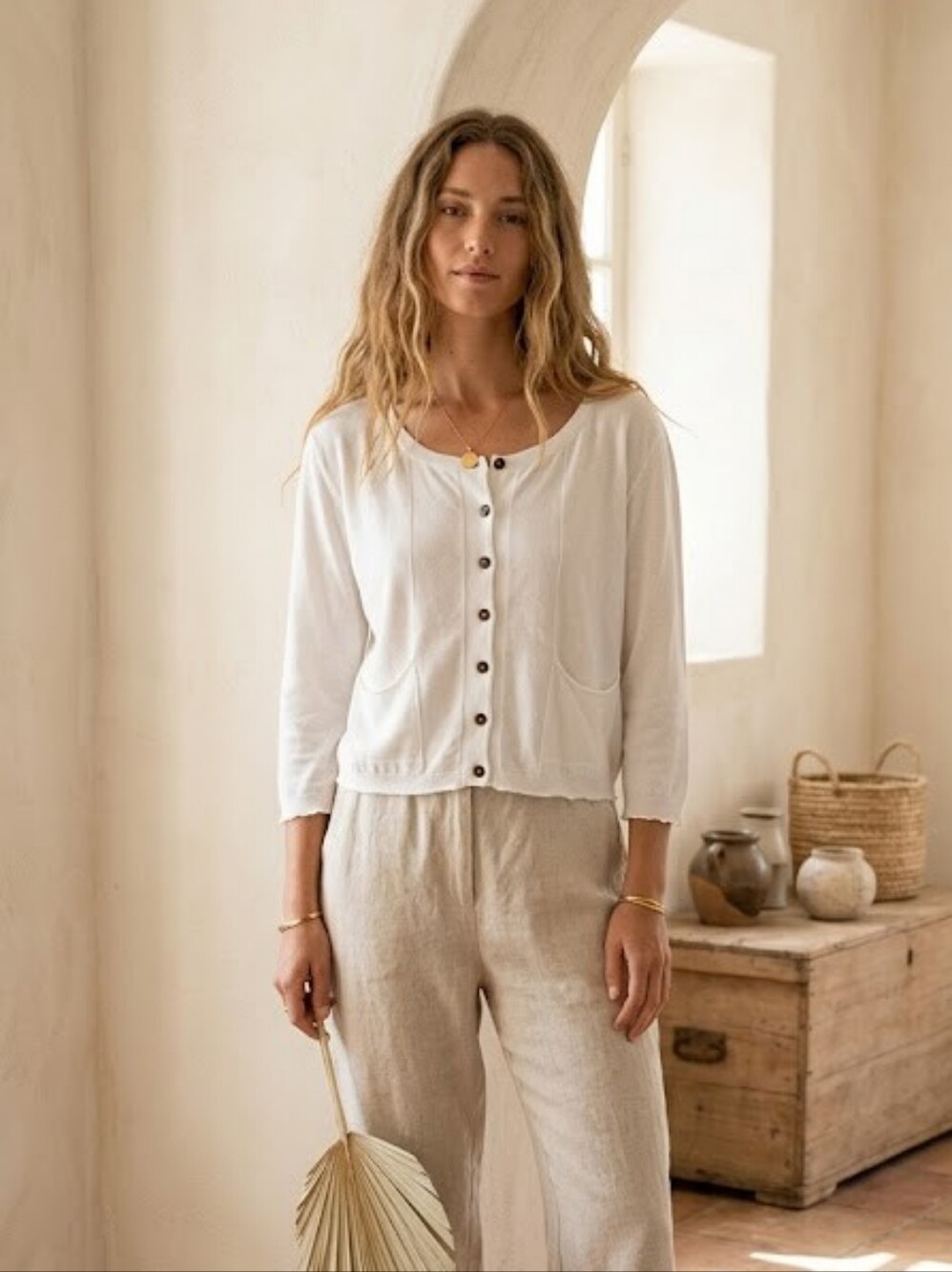 The Earth Collection 100% cotton white cardigan